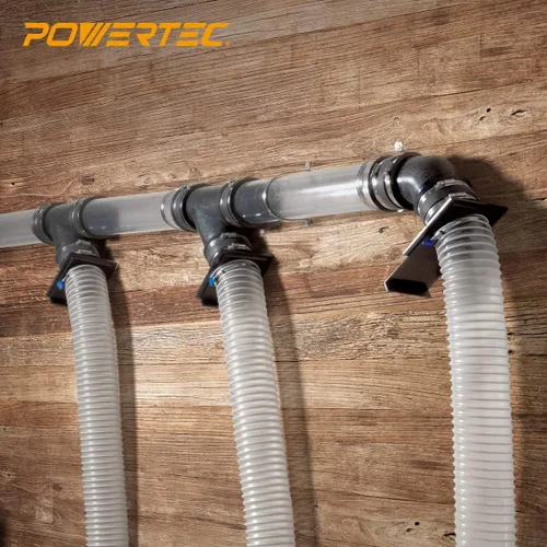 Vista 6 de POWERTEC 70183 4" 45 grados codo - ABS plástico polvo colector conector (negro)