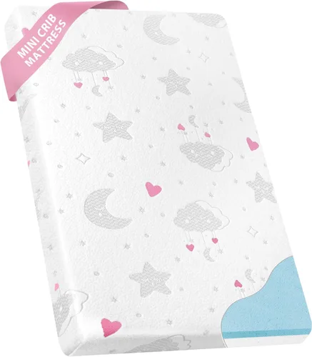 Vista 11 de Colchón Pack and Play, 38 x 26 pulgadas, Pack N Play, con funda extraíble transpirable, colchón portátil plegable de espuma viscoelástica de doble
