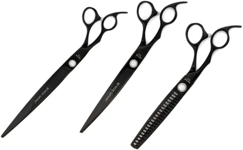 Vista 2 de Geib Black Pearl Grooming Shears Juego de tijeras de peluquería profesional de 3 piezas