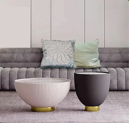 Vista 6 de First of a Kind Mesa de centro moderna con cuenco de tambor, mesa de centro redonda - Mesas decorativas modernas - Mesa para decoración del hogar
