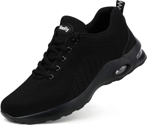 Vista 8 de Tinefiy Steel Toe Shoes for Women Lightweight Safety Shoes Air Cushion Comfortable Slip Resistant Indestructible Womens Puncture Proof Work Sneakers