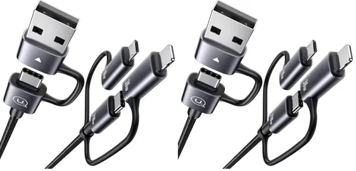 Vista 9 de Cable de carga múltiple de 240 W, cable USB C 6 en 1 de 4 pies, cables de carga rápida con puertos USB-C/A a conectores IP/tipo C/micro