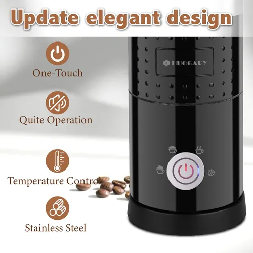 Vista 4 de Huogary Espumador de leche eléctrico y vaporizador – Vaporizador de leche automático 4 en 1, 10.1 fl oz/10.1 oz, máquina de espuma caliente y fría