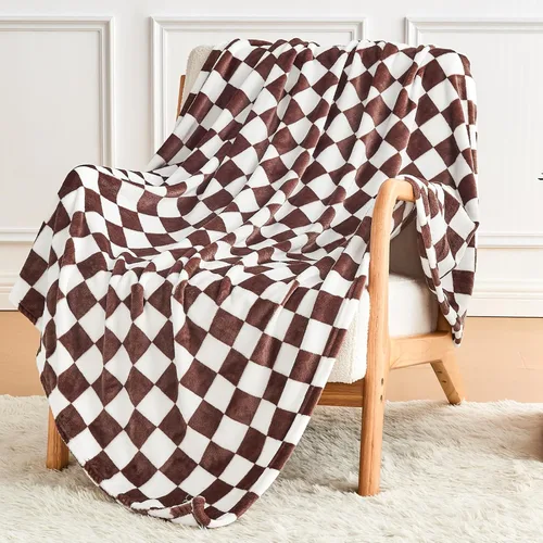 Vista 11 de Edenleaf - Manta de forro polar a cuadros negros para sofá, cálida decoración del hogar Ultra Soft Cozy Fuzzy Blanket for Bed Sofa, Fluffy