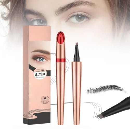 Vista 7 de Microblading - Lápiz de cejas de 4 puntas, resistente al agua, de larga duración, para maquillaje de cejas de aspecto natural, color marrón oscuro