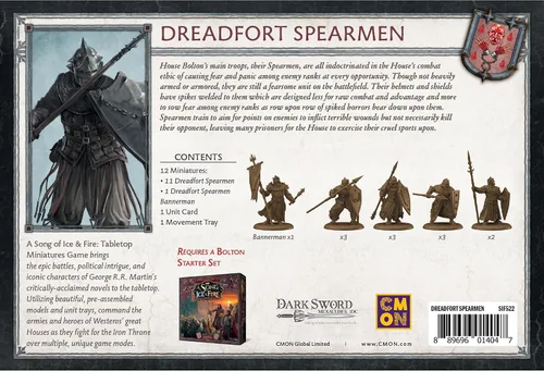 Vista 3 de Una canción de hielo y fuego juego de miniatura de mesa Dreadfort Spearmen caja de unidad – Lealtad forjada en el norte frígido, juego de estrategia
