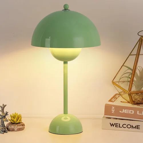 Vista 9 de Lámpara de mesa moderna Mid-Century Bud para dormitorio, con certificación Verde cazador
