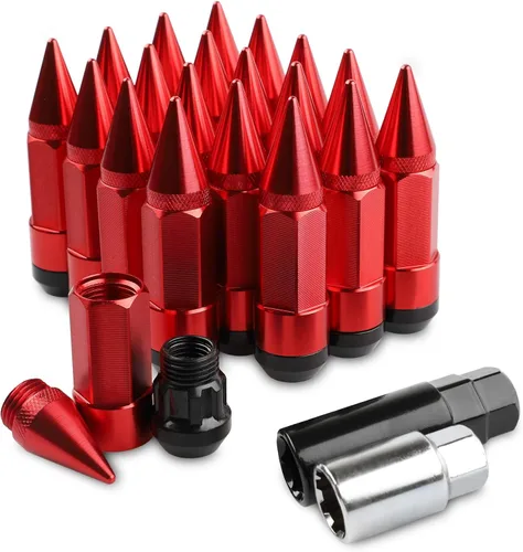 Vista 10 de 20 Piezas Picos Antirrobo Extendidos Sintonizador Rueda/Llantas Tuerca de Orejeta M12X1.5+Llave (Negro)