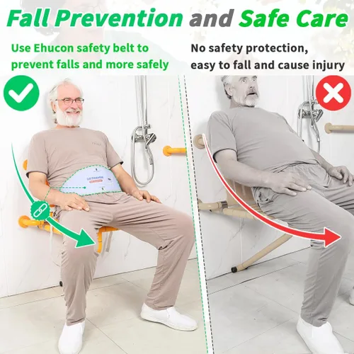 Vista 3 de Cinturón de seguridad para silla de ducha para ancianos/discapacitados, cinturón de seguridad universal antideslizante para ducha para evitar