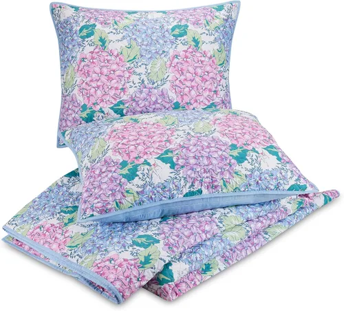 Vista 4 de Vera Bradley Happy Hydrangea - Juego de edredón de 3 piezas, tamaño King