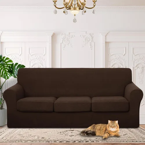 Vista 22 de 2 fundas elásticas para sillas de 1 cojín, protector de muebles, fundas de sofá, lavables, aptas para mascotas, funda antideslizante con parte