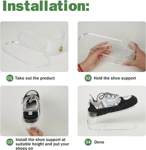 Vista 3 de Organizador de Ranuras para Zapatos, Apilador de Zapatos Ajustable para un Par de Zapatos, Soporte para Zapatos Ahorrador de Espacio, Elevador