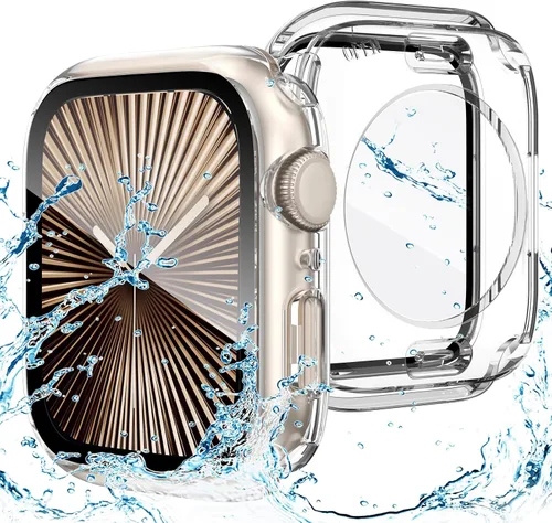 Vista 26 de Goton Funda impermeable 2 en 1 para Apple Watch, protector de pantalla para series 6/5/4, SE 3/2/1 de 40mm, cubierta frontal de vidrio protectora