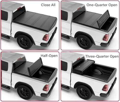 Vista 3 de Cubierta rígida de cuatro pliegues para plataforma de camioneta, compatible con camioneta compacta Tacoma de 1989-2004, plataforma de 6 pies (74")