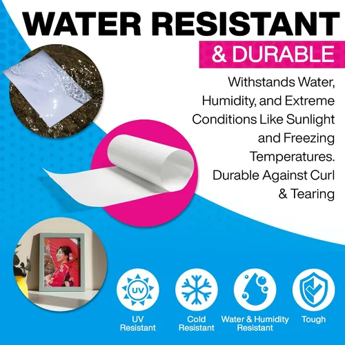 Vista 3 de SHIKI Papel fotocopiador de impresora láser resistente al agua de cristal ecológico (sin necesidad de laminación después de imprimir) 30 hojas (LTR)