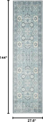 Vista 2 de SAFAVIEH Valencia Collection - Alfombra para pasillo, 2 pies 3 pulgadas x 12 pies, alpina y multicolor, diseño bohemio chic envejecido, no desprende