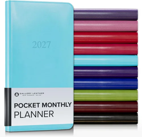 Vista 36 de Gallery Leather Agenda mensual grande 2026-2027 Acadia Navy