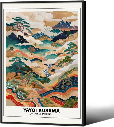 Vista 34 de Podafu Arte de Pared en Lienzo de Casa de Té Japonesa de Tokio - Decoración Moderna Ukiyo-e - Marco Negro - 10L" x 8W" - Dormitorio y Sala de Estar