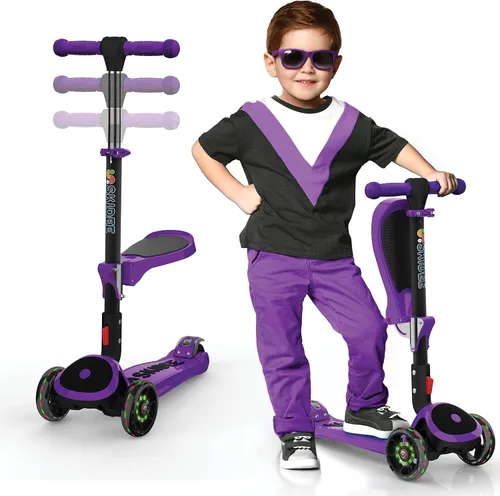 Vista 17 de SKIDEE Kick Scooter for Kids Ages 3-5 Foldable 3 Wheel Scooter with Lean-to-Steer, Adjustable Height, Removable Seat & LED Light Wheels Toddler