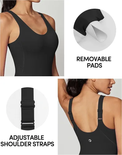 Vista 4 de IUGA Enterizo de una pieza para mujer, con control de abdomen, para entrenamiento, con bolsillos integrados en el brasier