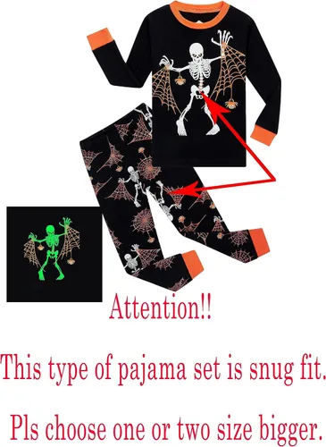 Vista 2 de KikizYe Conjunto de pijama para niños pequeños y grandes, pijama 100% algodón