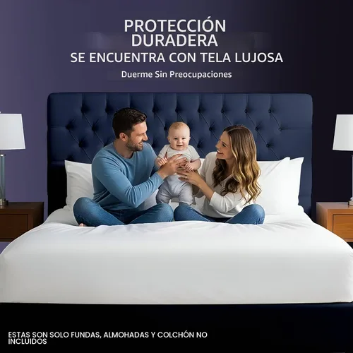 Vista 5 de Juego de protectores de colchón 100% impermeables con 2 fundas de almohada