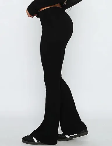 Vista 4 de Leggings acampanados para mujer, cintura baja, corte de bota, pantalones de chándal acampanados, elásticos, pantalones acampanados de yoga Y2K, ropa