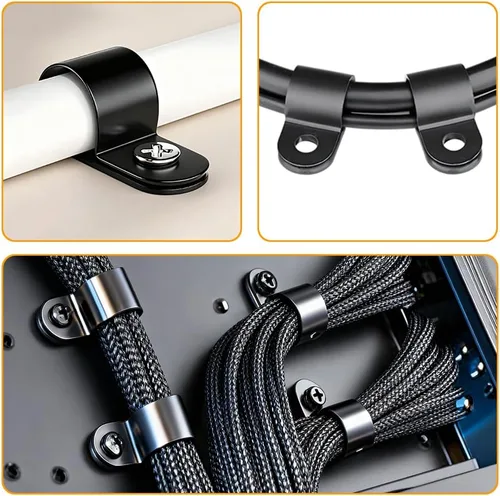 Vista 7 de 100 Uds Abrazadera De Cable 1/2 "R-Tipo Clip De Cable Abrazadera De Alambre Clips De Sujetadores De Cable De Nylon Para La Gestión De Cables - Negro