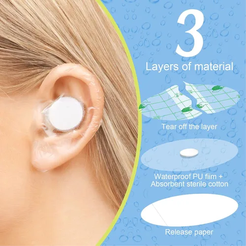 Vista 2 de 60 calcomanías impermeables para bebés, cubiertas desechables para los oídos para la ducha, natación, deportes acuáticos multifuncionales, diseño