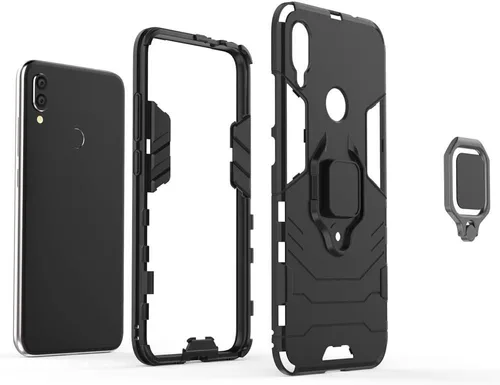 Vista 7 de Funda de teléfono para Xiaomi Redmi Note 7 Pro con cubierta protectora de pantalla de vidrio templado y soporte de anillo magnético Soporte híbrido