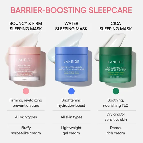 Vista 9 de LANEIGE Mascarilla nocturna revitalizante, suave, con complejo de peonía y colágeno, hidratación que fortalece la barrera