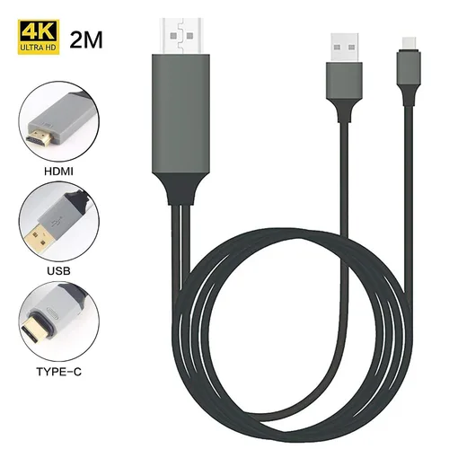 Vista 6 de PRO USB-C HDMI funciona para Xiaomi Poco X3 Pro a 4k con puerto de alimentación, cable de 6 pies a 2160p a 60Hz, cable de 6 pies/6.6 ft Gris