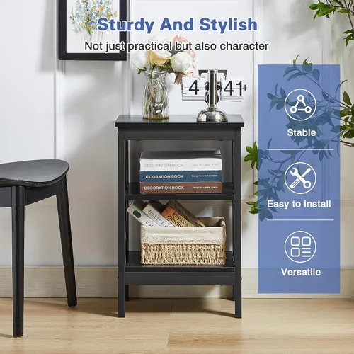 Vista 9 de VECELO Mesitas de Noche Modernas, Diseño en X, Mesa Auxiliar Lateral/Final con Estantería de Almacenamiento para Dormitorio, Sala de Estar