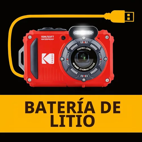 Vista 6 de KODAK PIXPRO WPZ2 - Cámara digital impermeable de 16 MP, 49.2 ft, zoom 4X Rojo