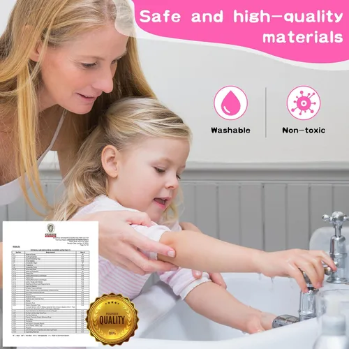 Vista 3 de Kit de maquillaje para niños para niñas, juego de maquillaje real, paleta de maquillaje plegable con espejo, kit de maquillaje no tóxico para niños