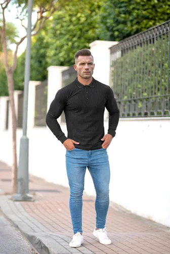 Vista 5 de Camisas elásticas musculares para hombre, de manga largacorta, camisetas de algodón ajustadas