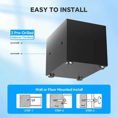 Vista 9 de Caja fuerte pequeña para el hogar, 6.7 pulgadas de profundidad x 9 pulgadas de ancho x 6.7 pulgadas de alto, caja de seguridad electrónica con Negro