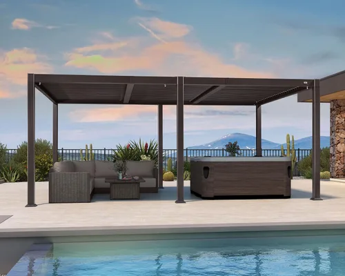 Vista 20 de PURPLE LEAF - Pérgola con listones de 10 x 12 pies para exterior, toldo ajustable moderno de aluminio para patio con techo retráctil para terraza