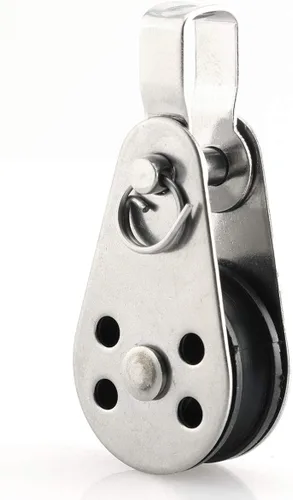 Vista 2 de Juego de 2 bloques de polea de acero inoxidable con ojal y tornillos para kayak, canoa, barco, ancla, kit de carrito
