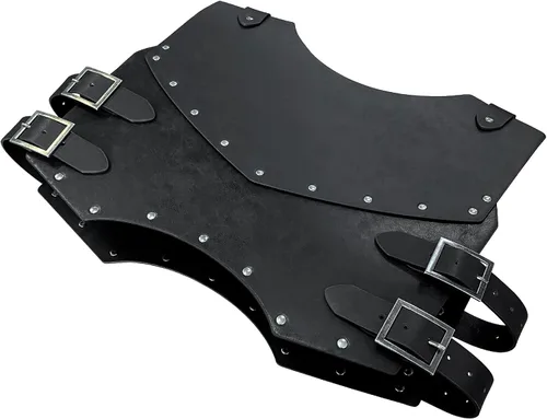 Vista 3 de HiiFeuer Armadura medieval de piel sintética para el pecho, armadura de cuerpo de arquero mercenario retro, chaleco ajustable para Ren Faire