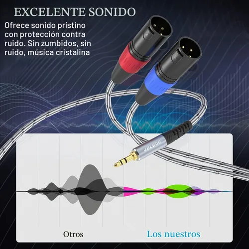 Vista 6 de JOLGOO Cable de conexión estéreo TRS de 0.138 in a doble XLR macho Pro, cable TRS estéreo de 1/8 pulgadas a 2 XLR macho en Y, cable de micrófono