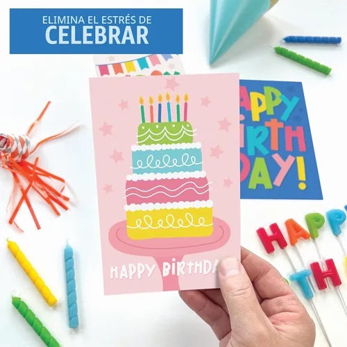 Vista 8 de 24 tarjetas de cumpleaños a granel con sobres, tarjetas de feliz cumpleaños Pastel colorido 24 piezas