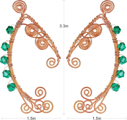 Vista 4 de FRESHME Pinzas de oreja vintage hechas a mano, para cartílago, para mujeres y niñas, renacentista, cosplay, fiesta, accesorios de disfraz