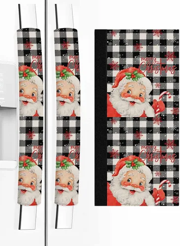 Vista 9 de Juego de 2 fundas para manijas de puerta de refrigerador con texto en inglés «Merry Christmas» para lavavajillas, microondas, horno, nevera, estufa