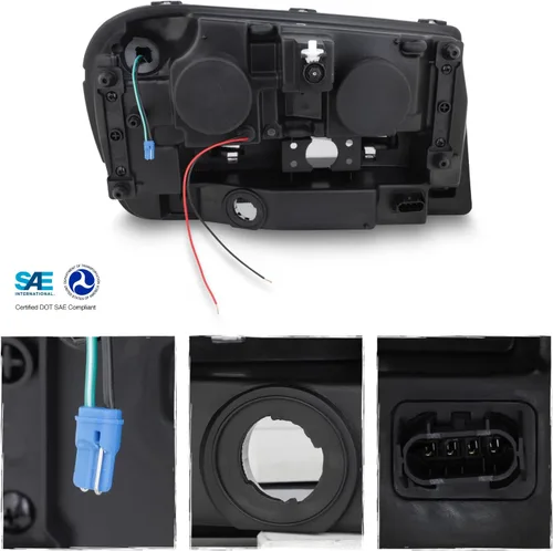 Vista 2 de AKKON - Para faros delanteros de proyector Chevy Trailblazer 2002-2009 LED DRL Daytime Running Light Chrome Housing Clear Lens Driver And Carcasa