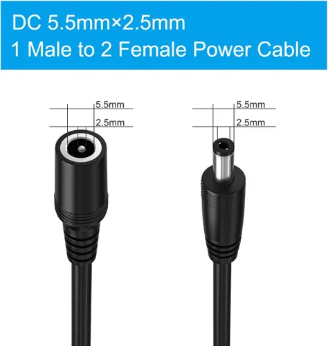 Vista 4 de Cable de extensión de alimentación CC corto de 0.098 pulgadas x 0.197 pulgadas, cable de extensión de 12 V, cable de cámara de seguridad macho a