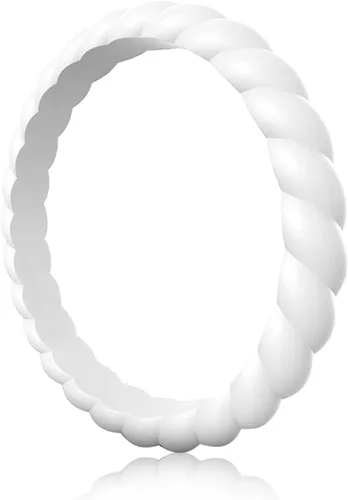 Vista 22 de Egnaro Women's Braided Silicone Wedding Ring, Stylish Stackable Rubber Band