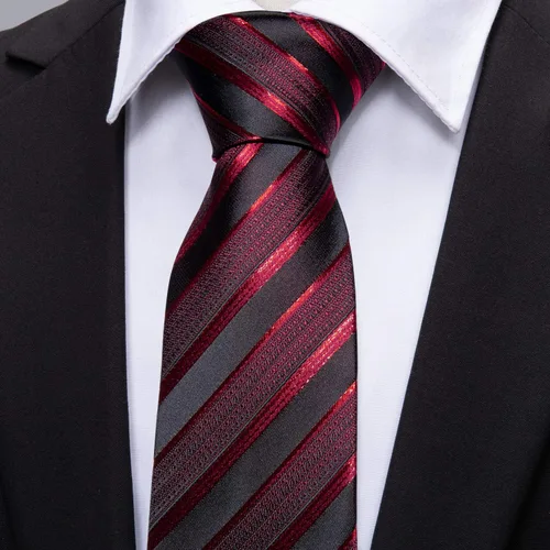 Vista 118 de Barry.Wang Juego de corbatas para hombre, corbata de seda a rayas, tejido a cuadros, gemelos formales, negocios, boda