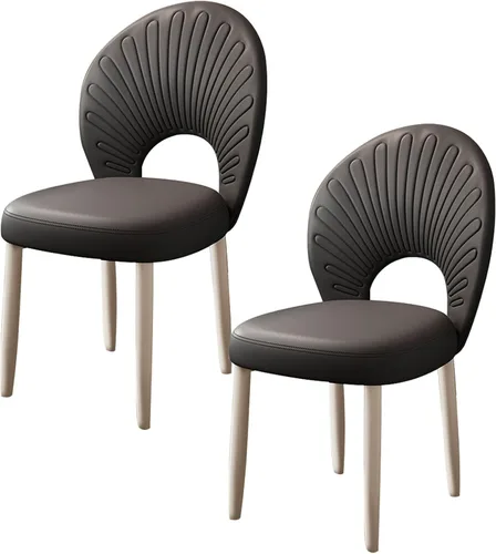 Vista 10 de JKGHK Dining Chairs, Leather Kitchen Chairs, Upholstered Armless Dining Room Chair, Accent Living Room Side Chair with High Backrest, for Cafe Black