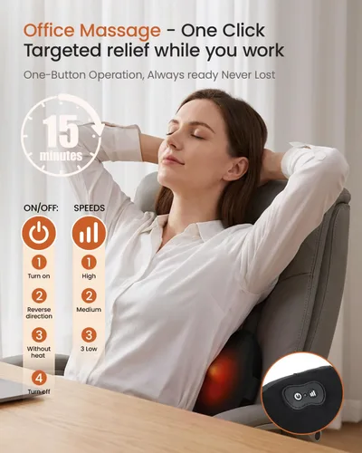 Vista 4 de ProCIV Masajeador de espalda inalámbrico con batería recargable de calor de Negro